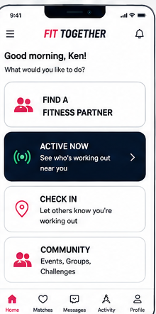 Essayer Fitness home dashboard